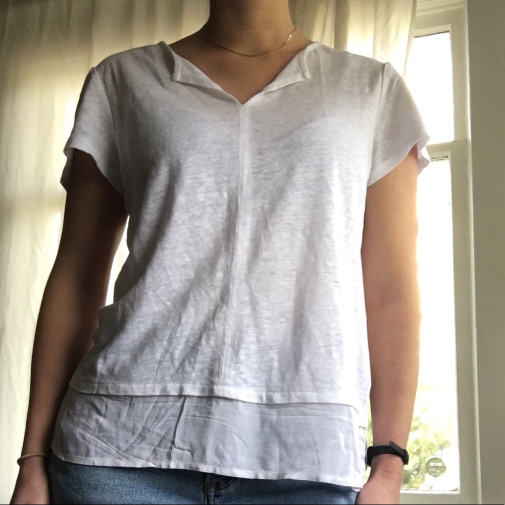 Anthro White Linen Sanctuary Shirt